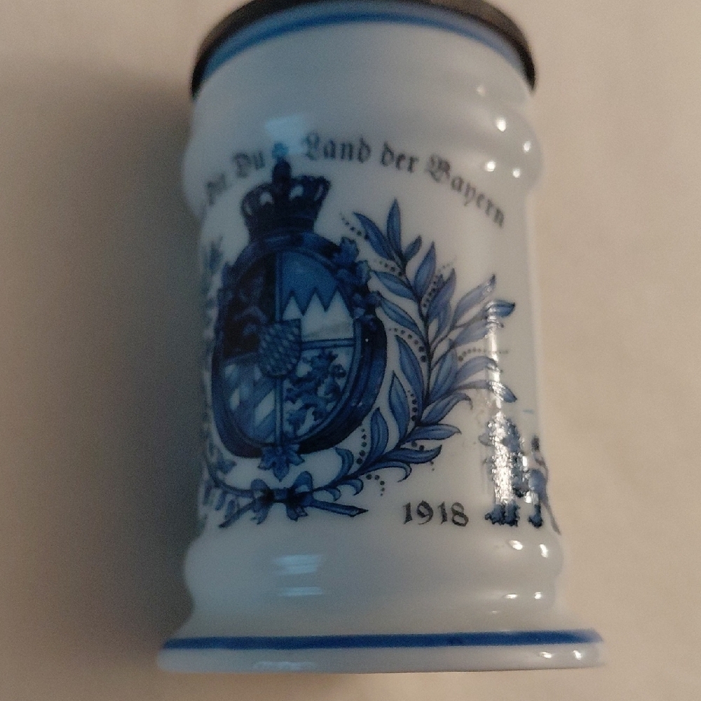 Blue and White Ceramic Beer Stein - Picture 7 of 7